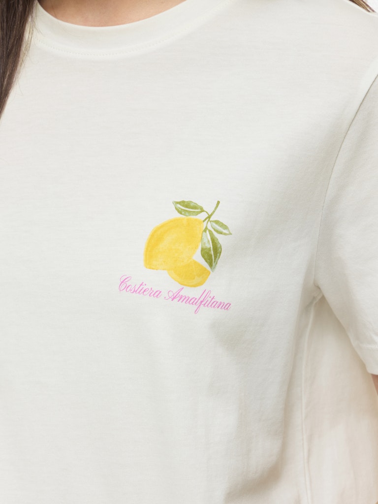 VISYBILLA O-NECK S/S LEMON TOP - Snow White/Lemon Fiji Flower