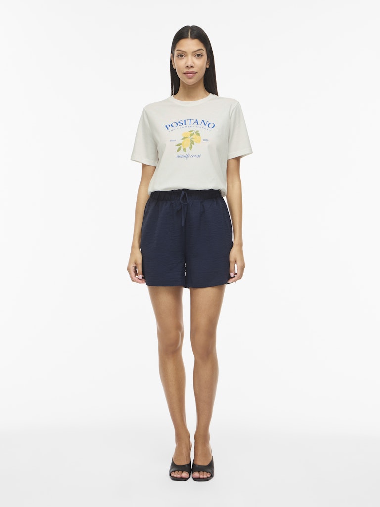 VISYBILLA O-NECK S/S LEMON TOP - Snow White/Positano Victoria Blue