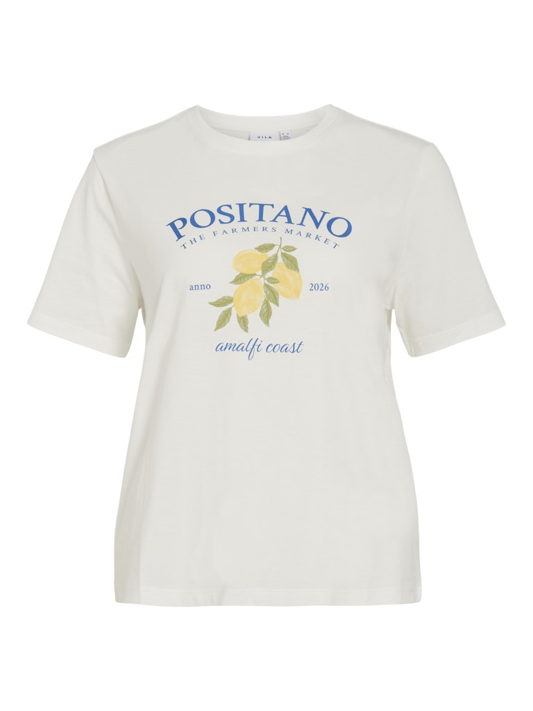 VISYBILLA O-NECK S/S LEMON TOP - Snow White/Positano Victoria Blue