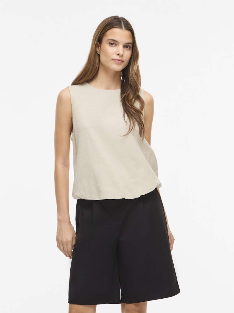 VIPRISILLA O-NECK S/L BALLOON TOP - Super Light Natural Melange