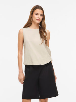 VIPRISILLA O-NECK S/L BALLOON TOP - Super Light Natural Melange