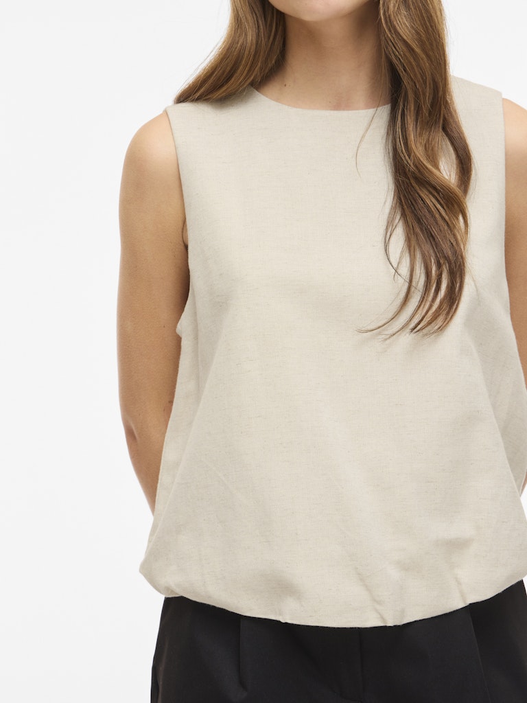 VIPRISILLA O-NECK S/L BALLOON TOP - Super Light Natural Melange