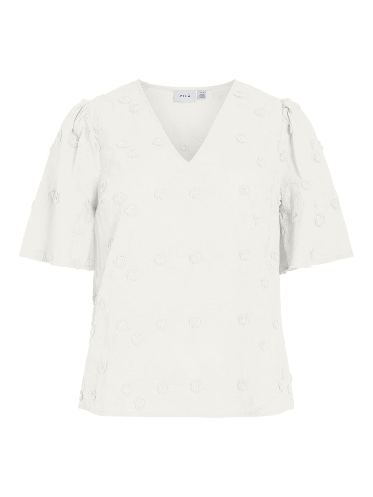 VISIMONE V-NECK 2/4 TOP - Snow White