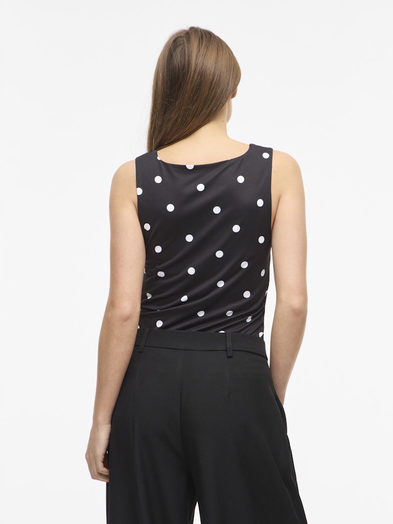 VIKENZA AOP U-NECK S/L TANK TOP - Black/Snow White dots