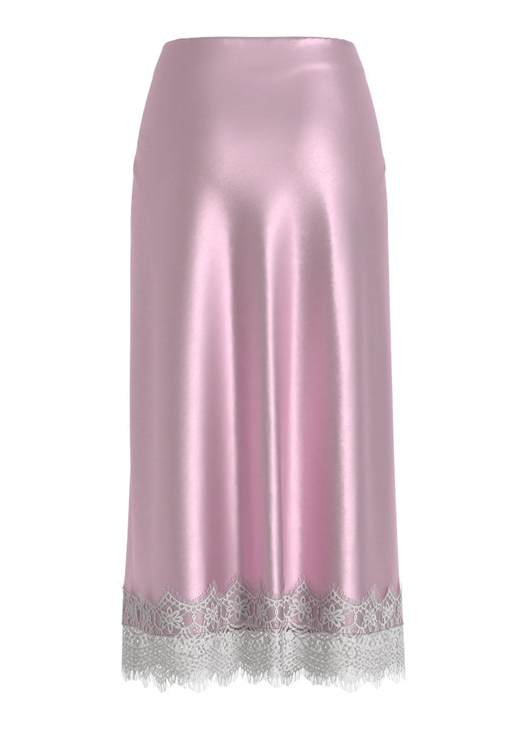 VIELLETTE HW ANKLE LACE SKIRT - Cherry Blossom/Birch Lace