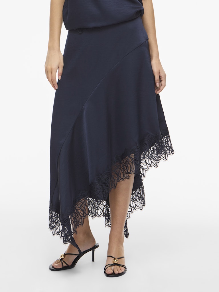 VILEA HIGH LOW LACE SKIRT - Navy Blazer