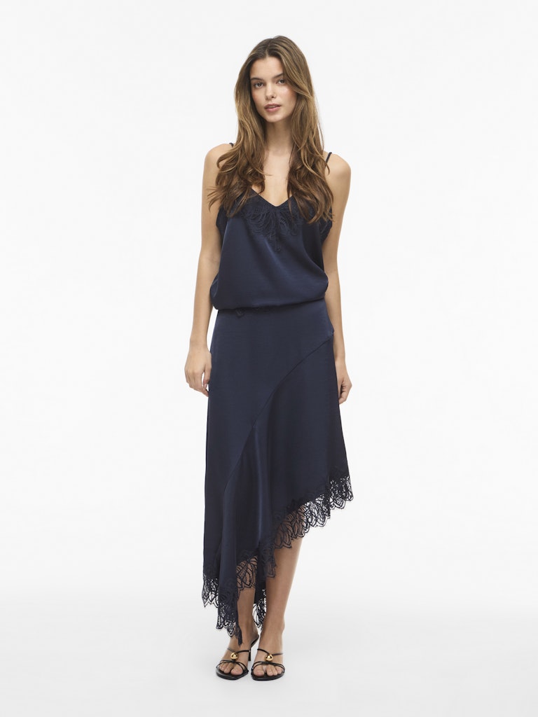 VILEA HIGH LOW LACE SKIRT - Navy Blazer