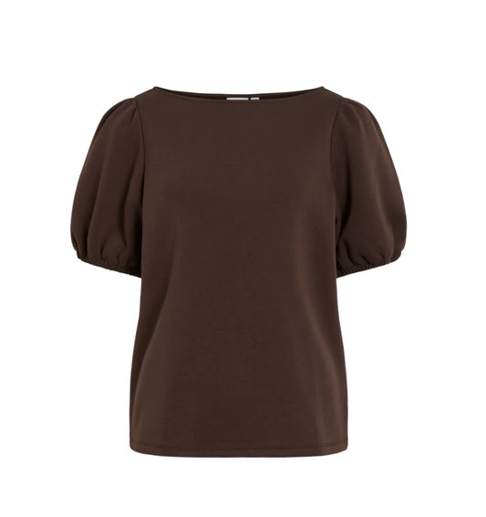 VIREFLECT O-NECK 2/4 TOP- Coffee Bean