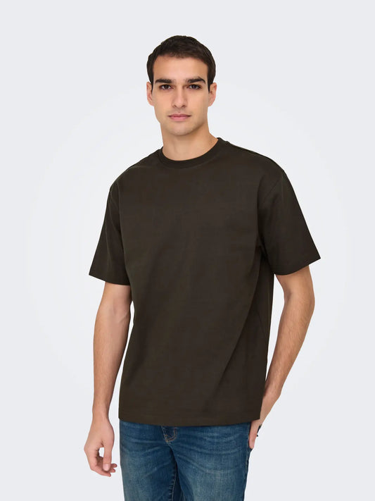 ONSFRED LIFE RLX SS TEE - Mulch