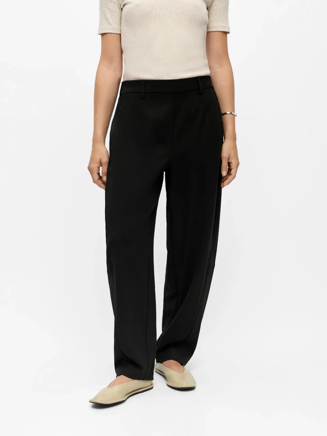 OBJLISA HW ANKLE BARREL PANT - Black