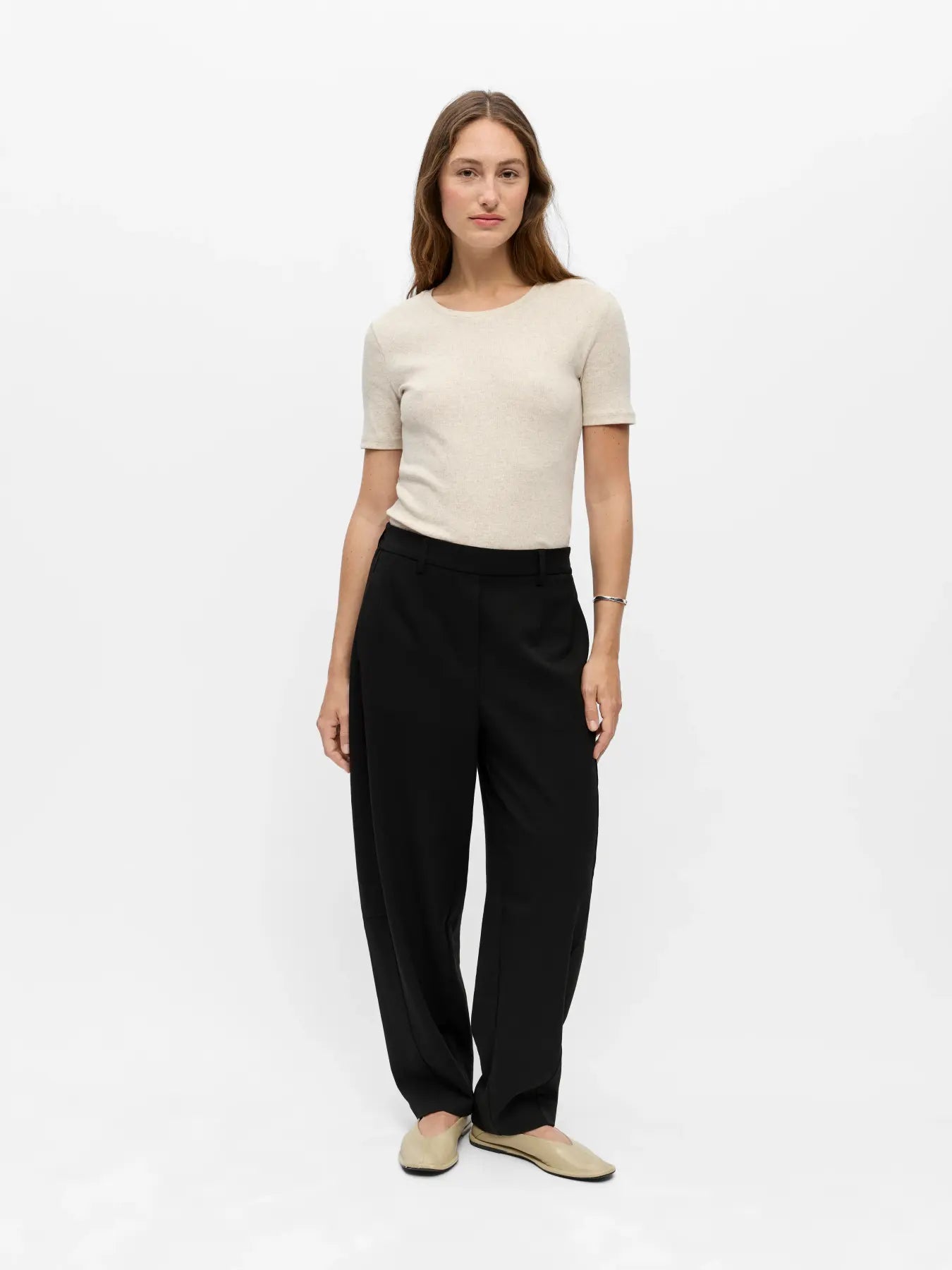 OBJLISA HW ANKLE BARREL PANT - Black