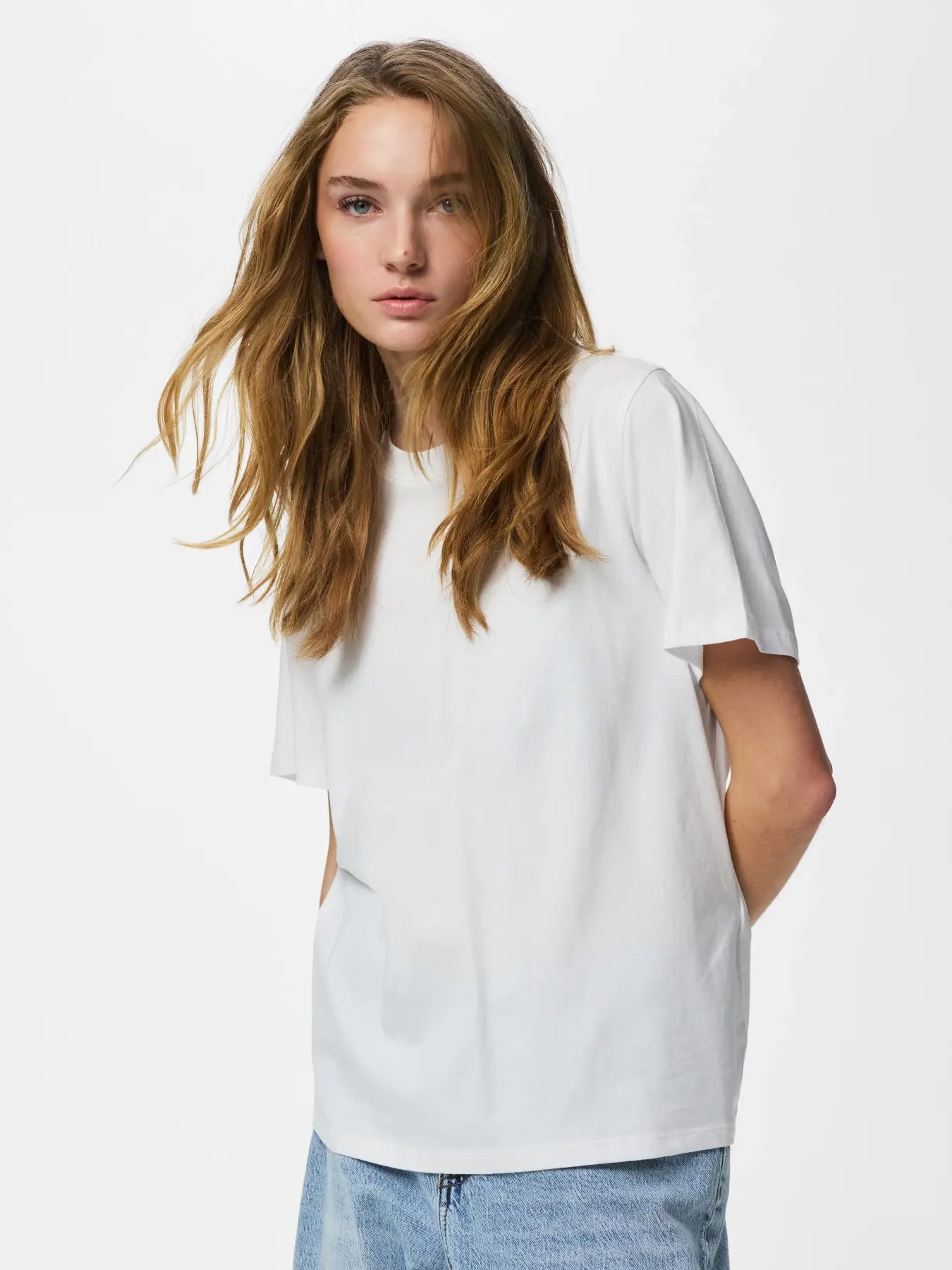 PCRIA SS SOLID TEE - Bright White