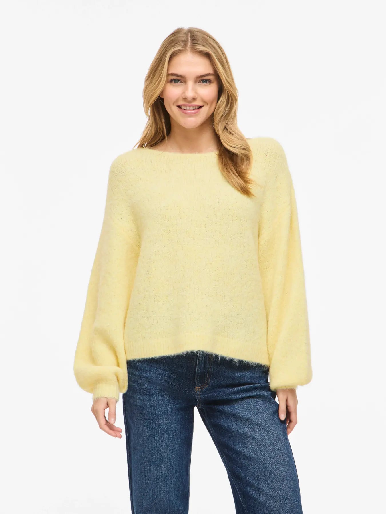 VIMARLEY L/S KNIT PULLOVER - Pastel Yellow