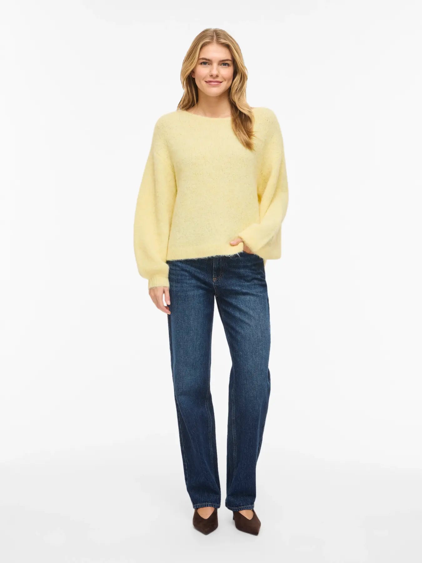 VIMARLEY L/S KNIT PULLOVER - Pastel Yellow