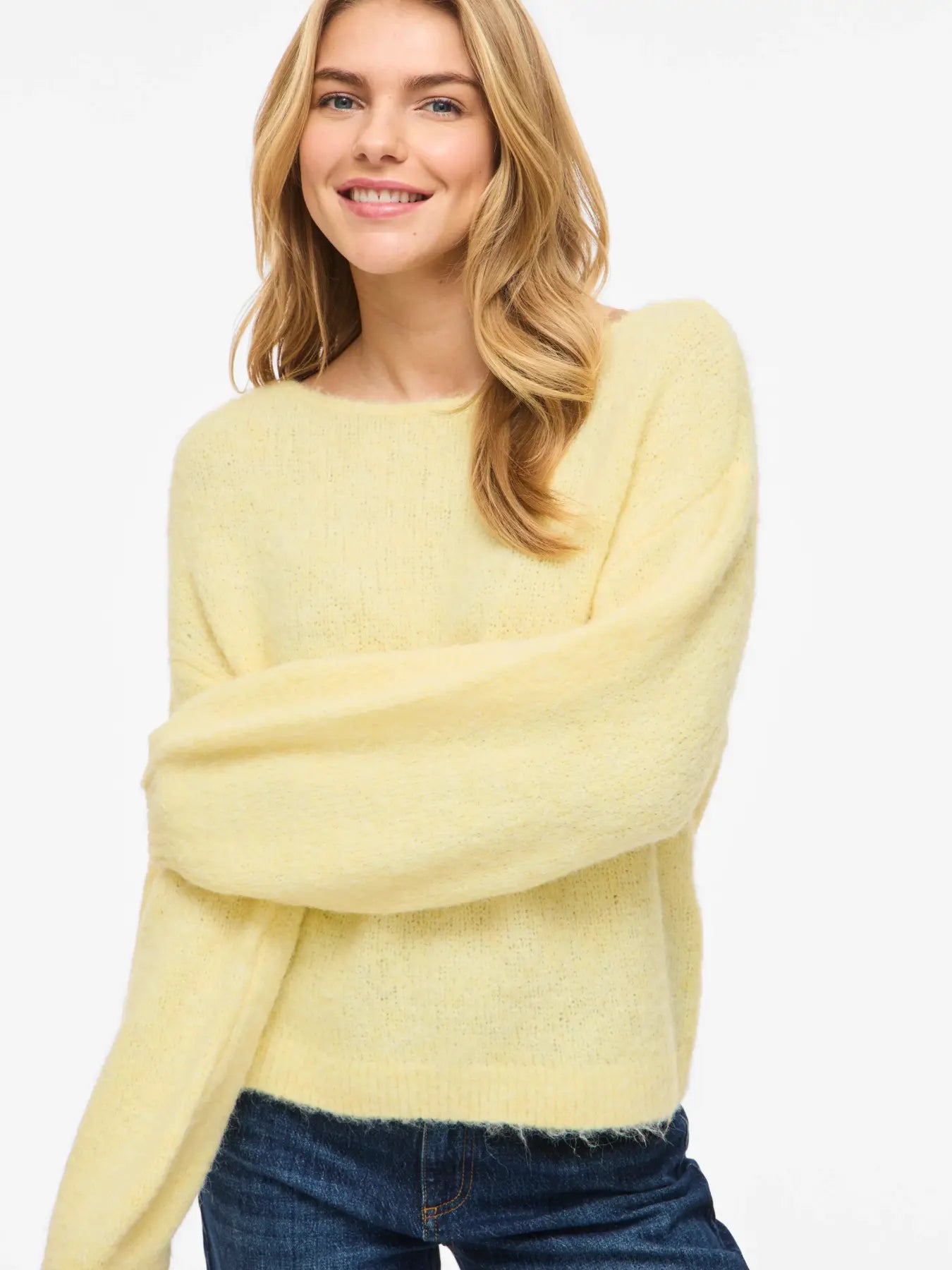VIMARLEY L/S KNIT PULLOVER - Pastel Yellow