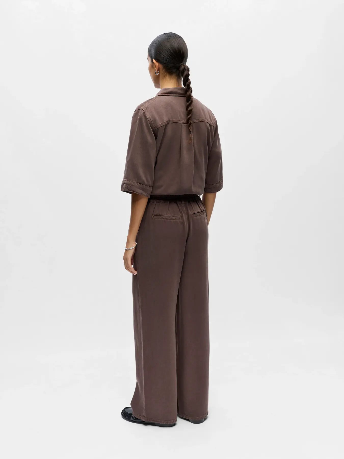 OBJFRAME LISA WIDE MW PANT - Seal Brown