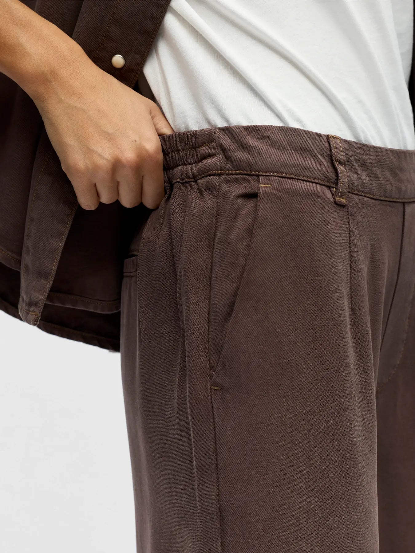 OBJFRAME LISA WIDE MW PANT - Seal Brown