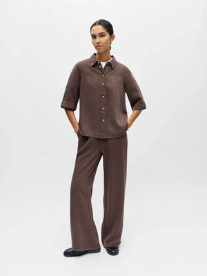OBJFRAME LISA WIDE MW PANT - Seal Brown