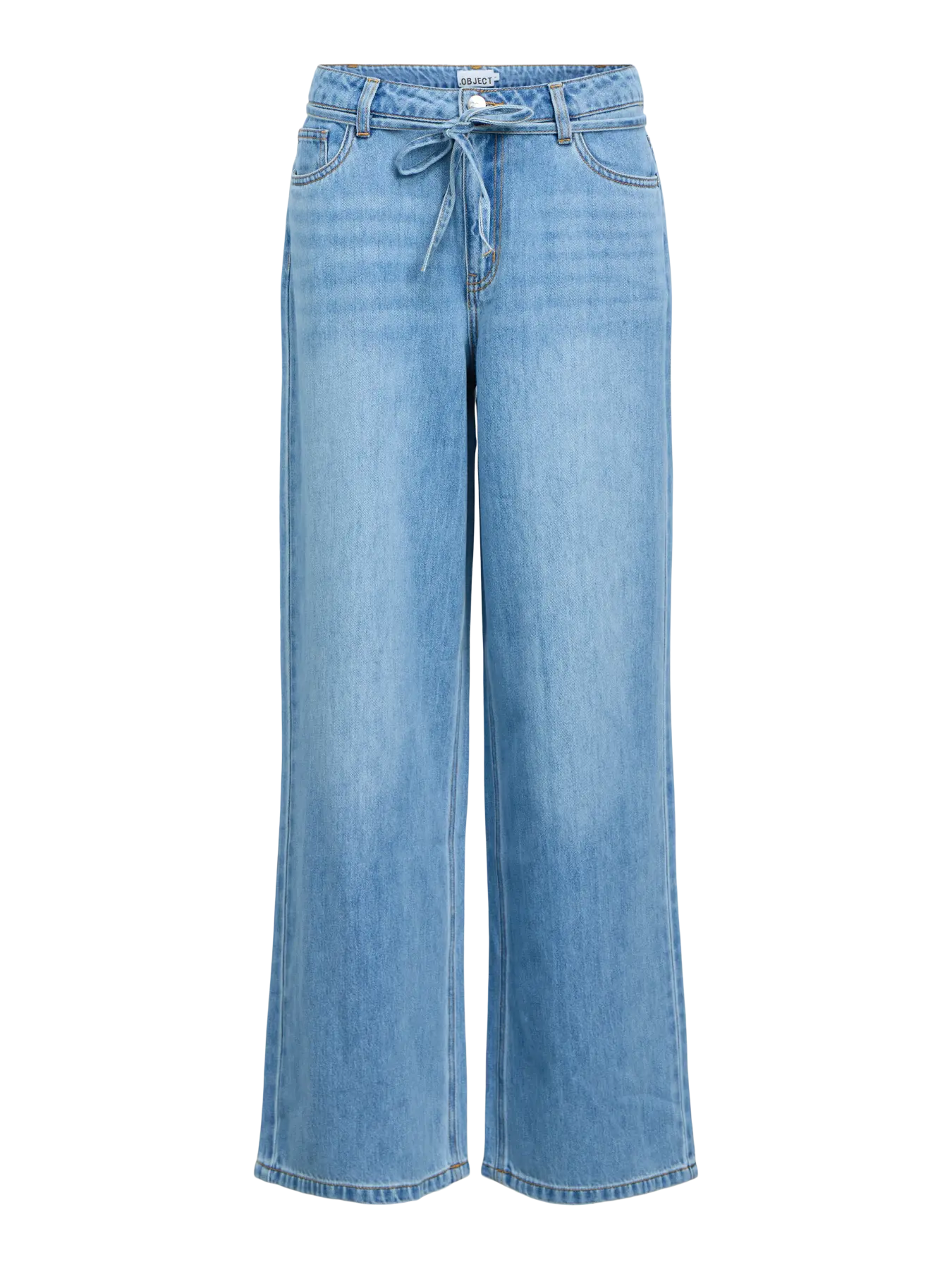 OBJROSIE MW WIDE JEANS - Light Blue Denim