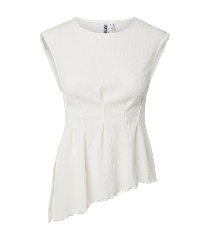 PCMALIE SL ASYMETRIC TOP - Bright White