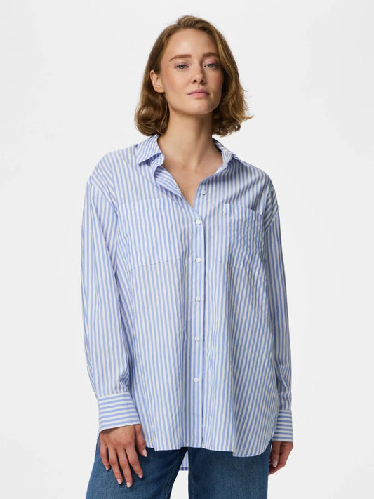 PCMELIA LS LOOSE SHIRT - Bright White/Grape Mist