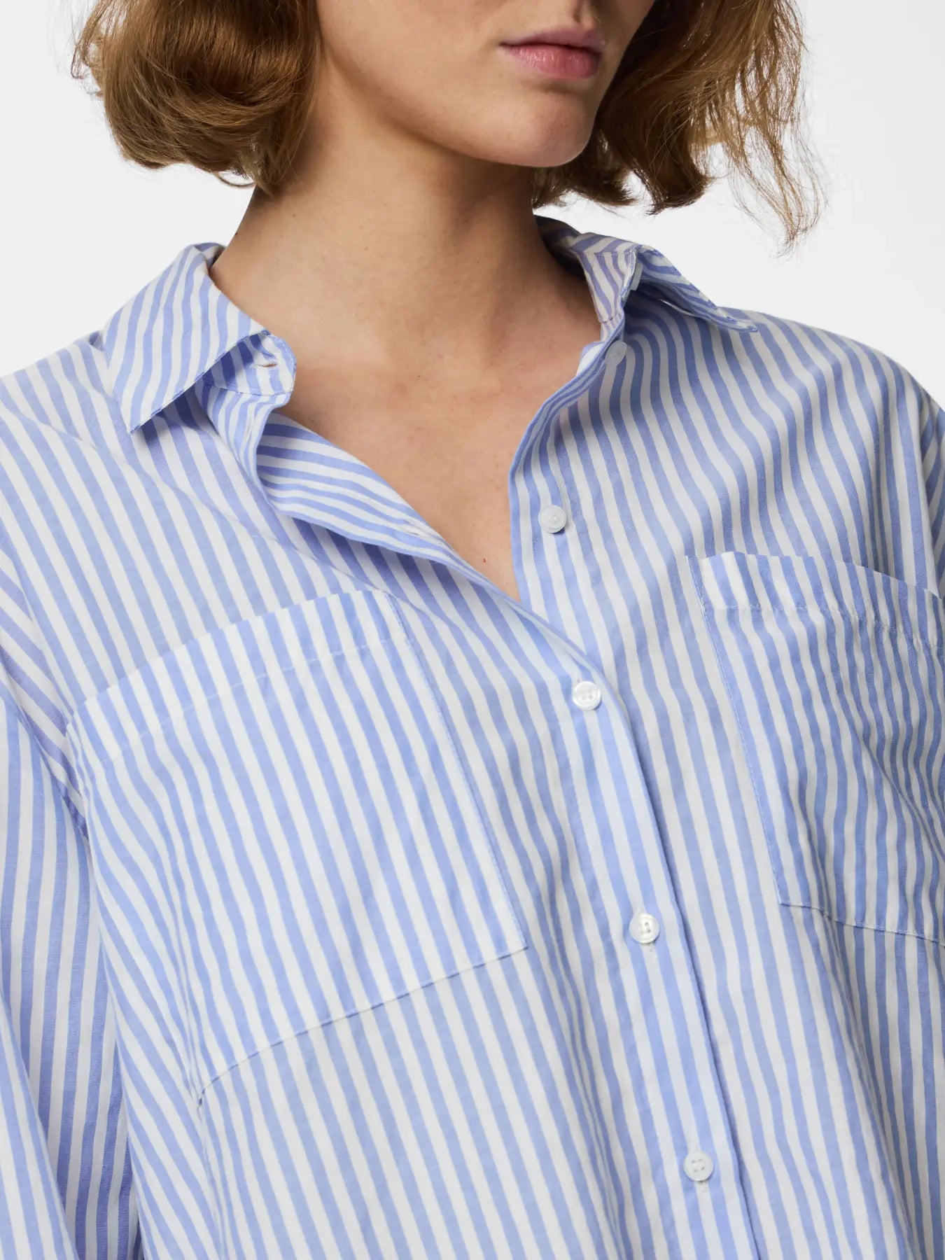 PCMELIA LS LOOSE SHIRT - Bright White/Grape Mist